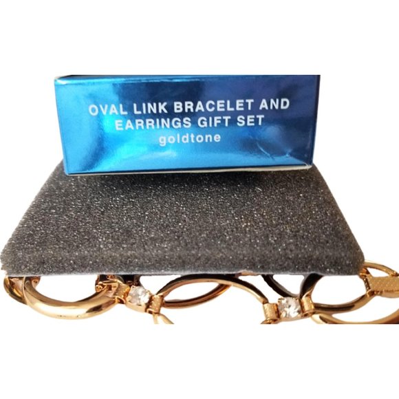 AVON OVAL LINK Bracelet And Earring Gift Set - Goldtone 2009 NIB - Picture 3 of 5